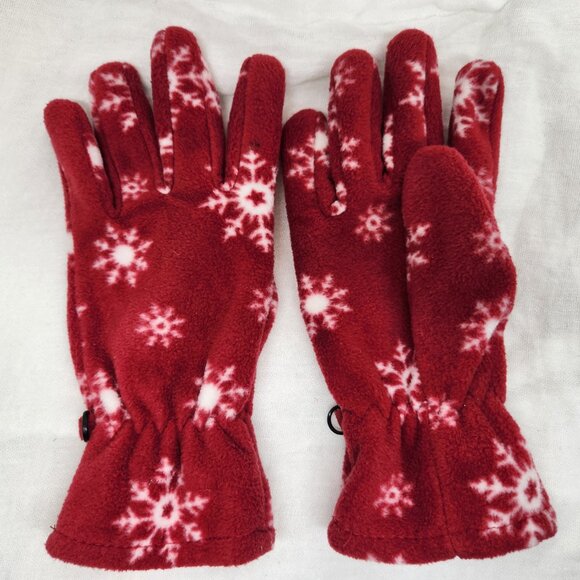 Gold Coast Womens Red White Snowflake Fleece Gloves Size S/M - Picture 2 of 4
